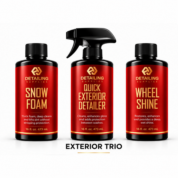 A&J Exterior Trio — Snow Foam and Wheel Shine with black caps